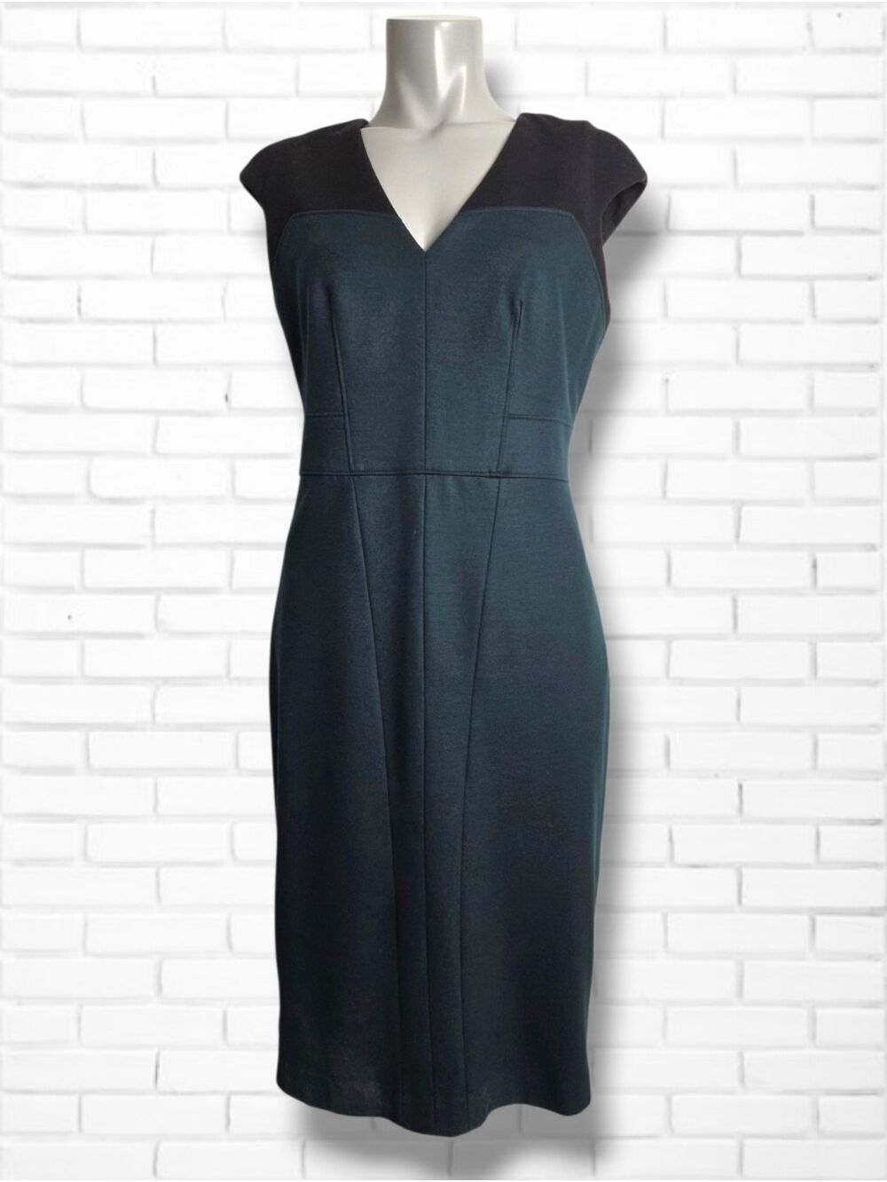 Judith & Charles Sleeveless Wool Colourblock Sheath Midi Dress Size 10